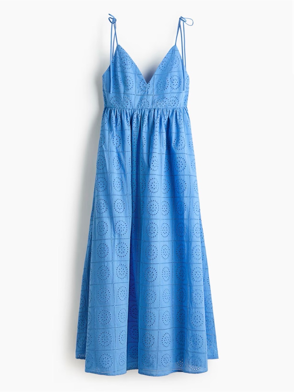H&M Eyelet-Embroidered Tie-Shoulder-Strap Dress